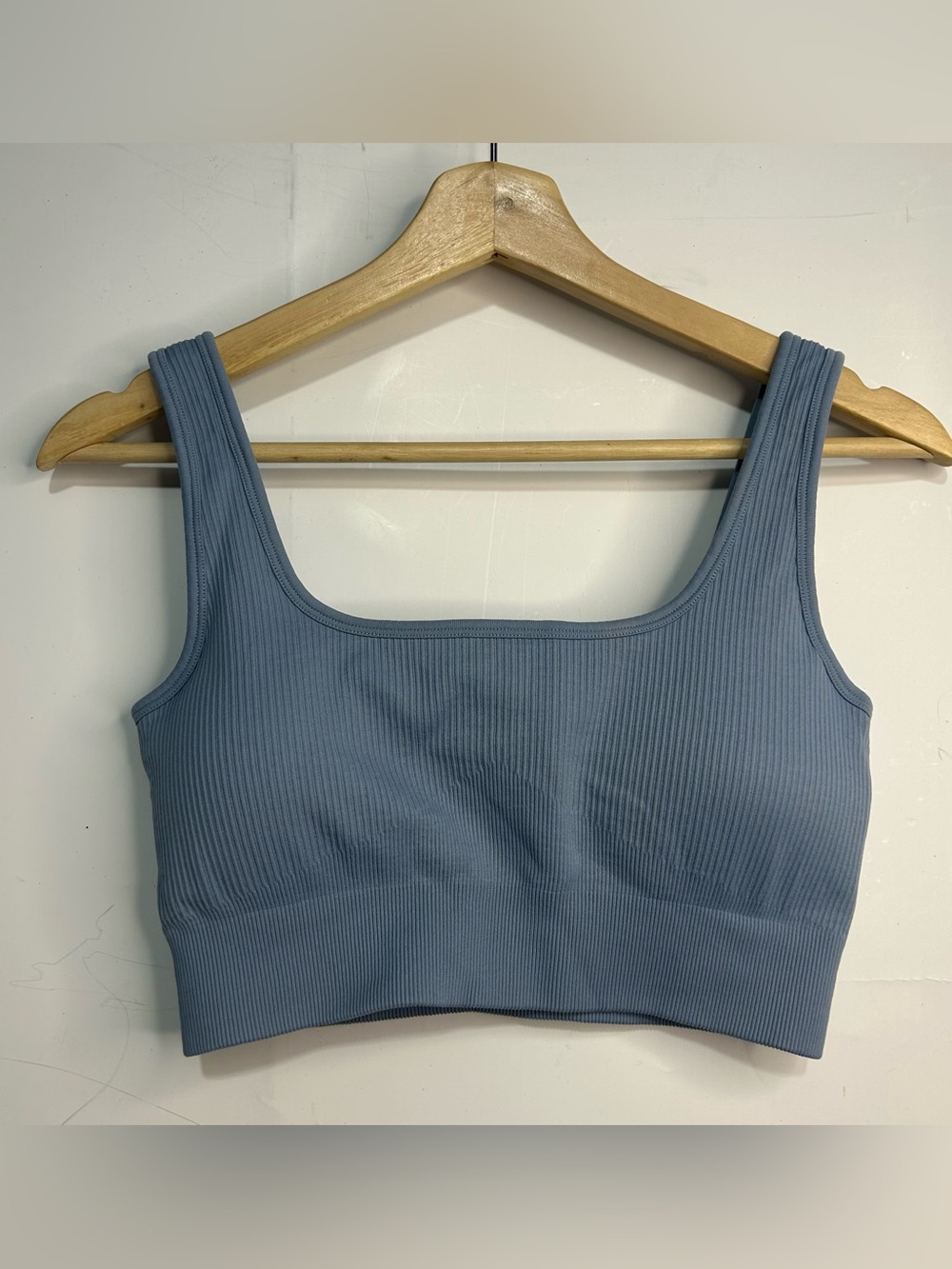 OQQ Ribbed Blue Sports Bra Medium